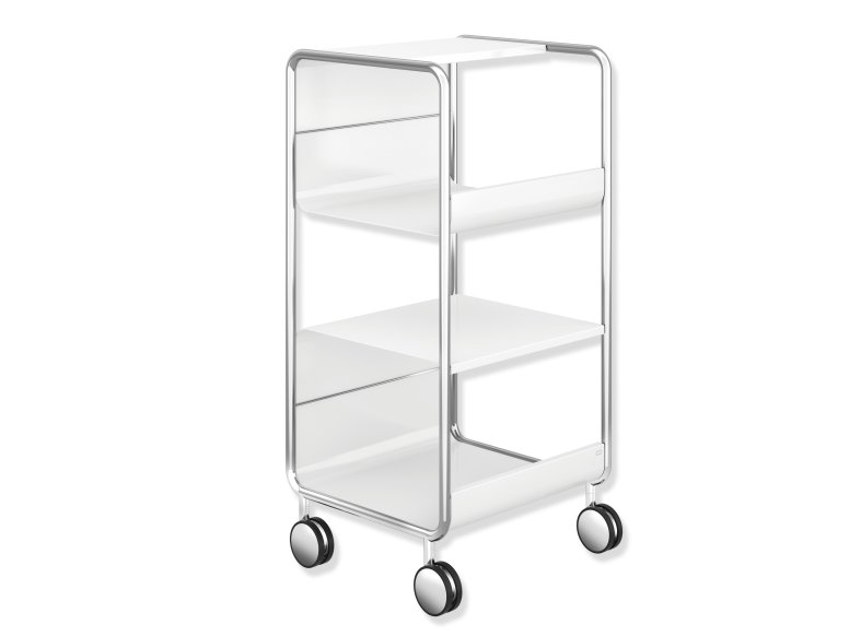 Side trolley in the colour white for hotels